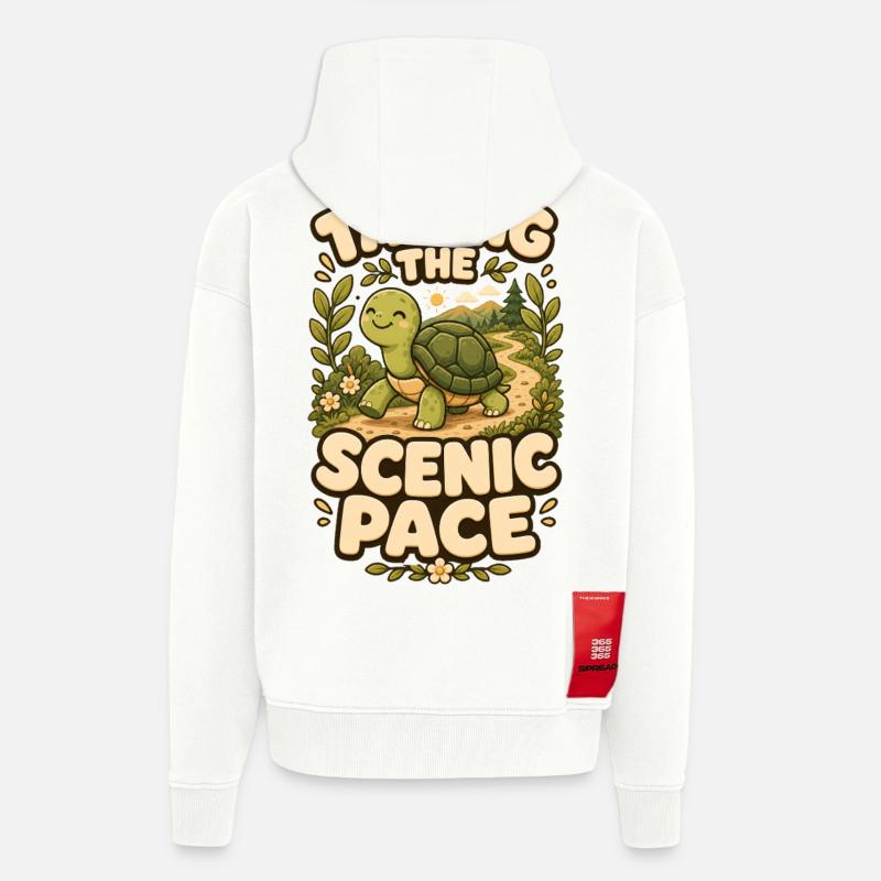 Taking The Scenic Pace Turtle - Zip Hoodie - made by SPREAD - OFF WHITE