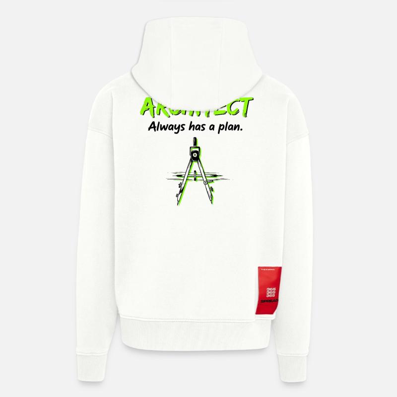 Funny Architect: Always a Plan - Zip Hoodie - made by SPREAD - OFF WHITE