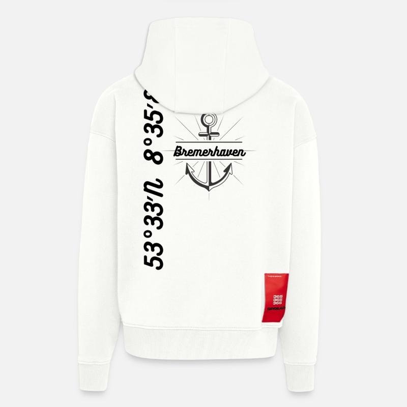 Bremerhaven coordonne Maritim - Veste à capuche bio épaisse oversize fabriqué en UE - OFF WHITE