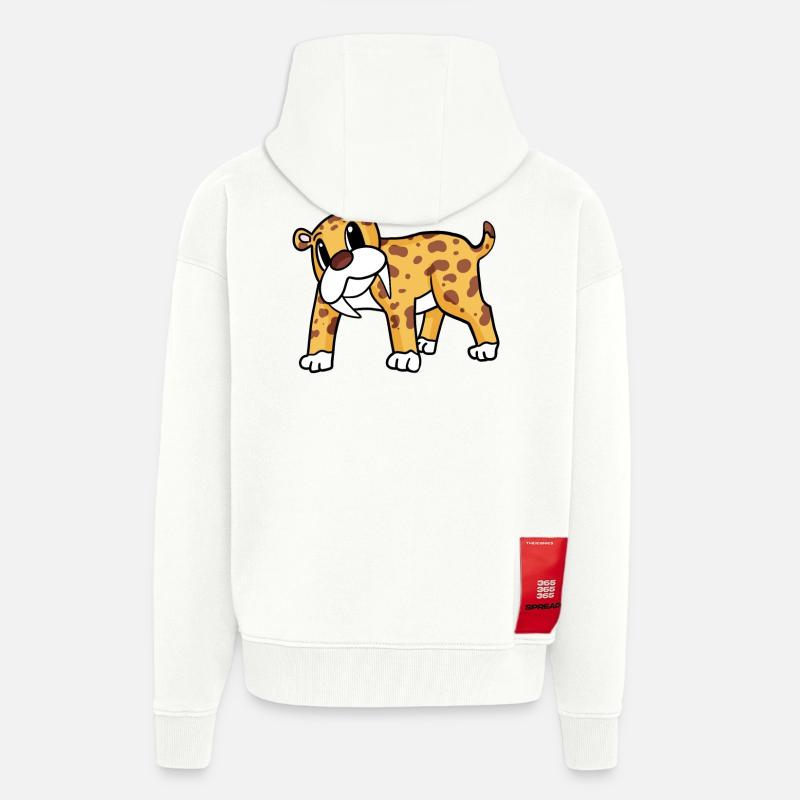 Tigre à dents de sabre - Veste à capuche bio épaisse oversize fabriqué en UE - OFF WHITE