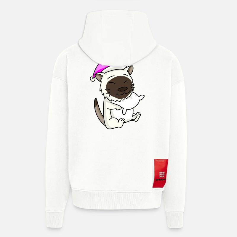 Chat race de chat Birmanie - Veste à capuche bio épaisse oversize fabriqué en UE - OFF WHITE