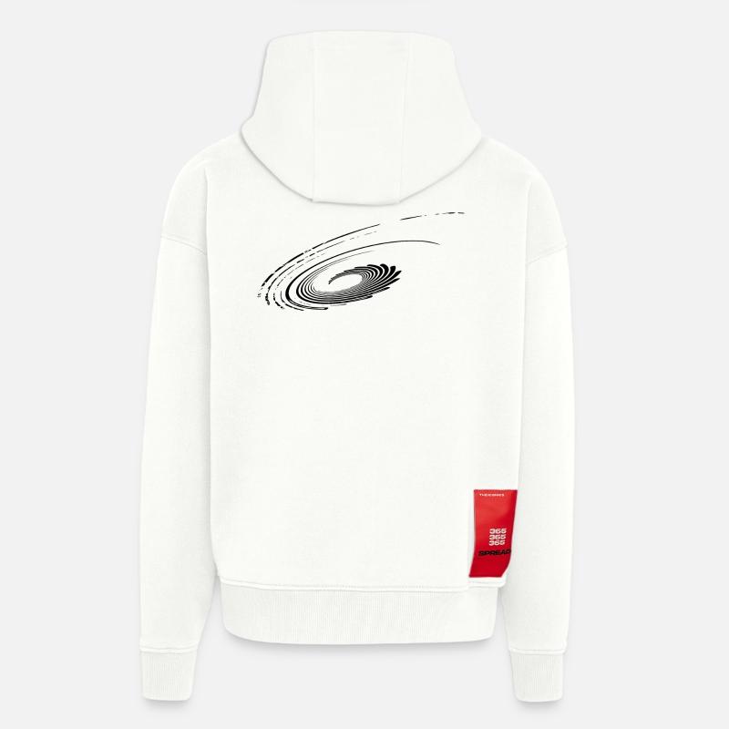 Plans géométriques Paraboles Ellipses Lignes - Veste à capuche bio épaisse oversize fabriqué en UE - OFF WHITE