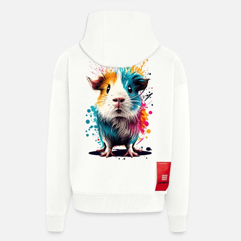 Cochon d’Inde - Mignon cochon d’Inde - Veste à capuche bio épaisse oversize fabriqué en UE - OFF WHITE