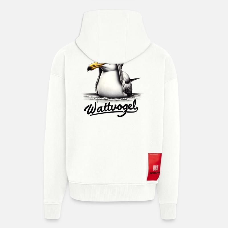 Wattvogel Coole Möwe mit Kapuze - Zip Hoodie - made by SPREAD - OFF WHITE