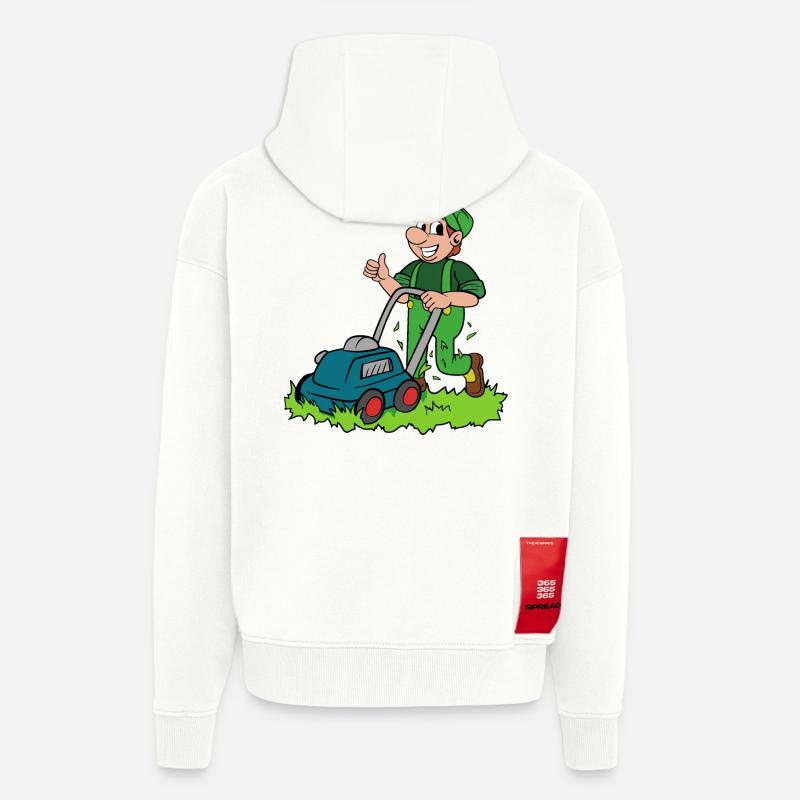 Gärtner mit Rasenmäher - Zip Hoodie - made by SPREAD - OFF WHITE