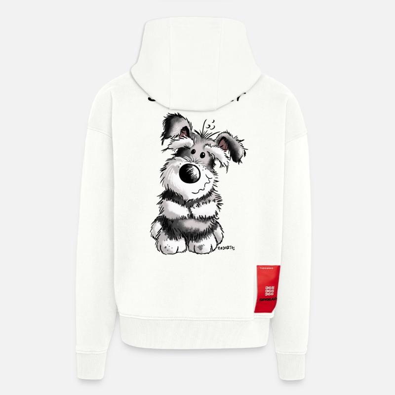 Bonne Schnauzer - Chien - chiot - cadeau - Veste à capuche bio épaisse oversize fabriqué en UE - OFF WHITE