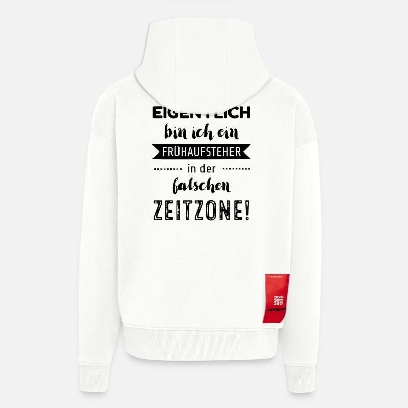 Eigentlich bin ich ein Frühaufsteher - Zip Hoodie - made by SPREAD - OFF WHITE