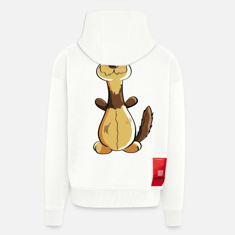 Naughty Ferret Comic - Cadeau - Polecat - Veste à capuche bio épaisse oversize fabriqué en UE - OFF WHITE