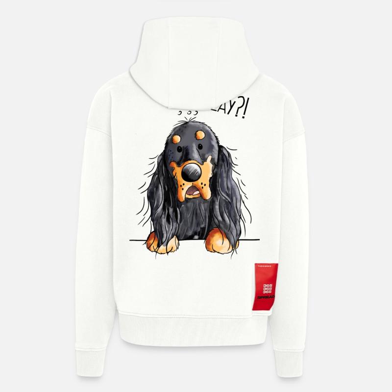 Play Gordon Setter - Chien - Cadeau - Veste à capuche bio épaisse oversize fabriqué en UE - OFF WHITE