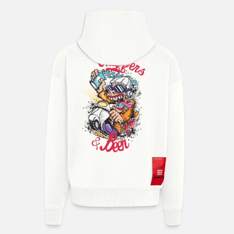 Les hélicos Équipe Scooter Singe - Veste à capuche bio épaisse oversize fabriqué en UE - OFF WHITE