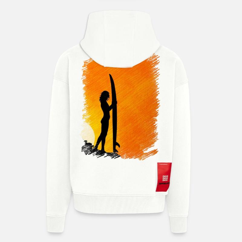 surf - Veste à capuche bio épaisse oversize fabriqué en UE - OFF WHITE