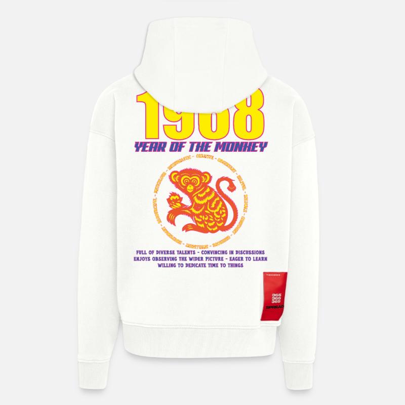 1968_MONKEY_fluor - Zip Hoodie - made by SPREAD - OFF WHITE