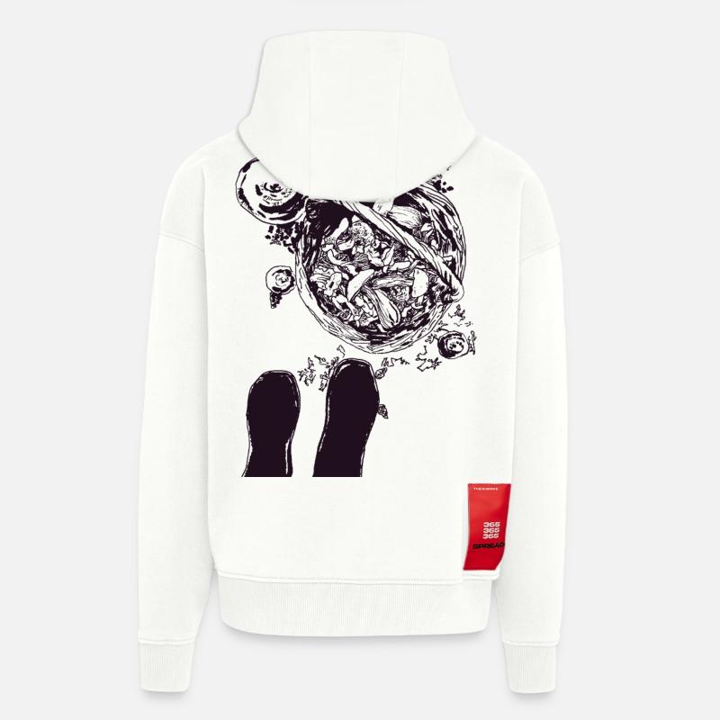 SUR LA FORÊT DE CHAMPIGNONS - Veste à capuche bio épaisse oversize fabriqué en UE - OFF WHITE