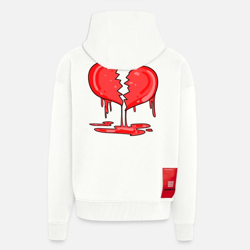 Broken heart - Zip Hoodie - made by SPREAD - OFF WHITE