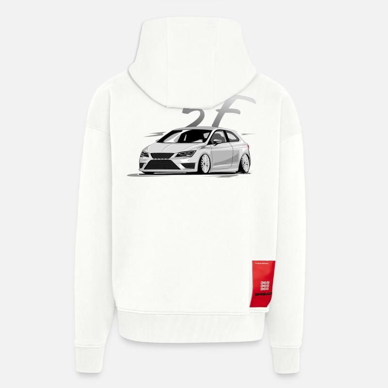 Leon 5f fr, Low, Deep, Stanced, Cupra - Zip Hoodie - made by SPREAD - OFF WHITE