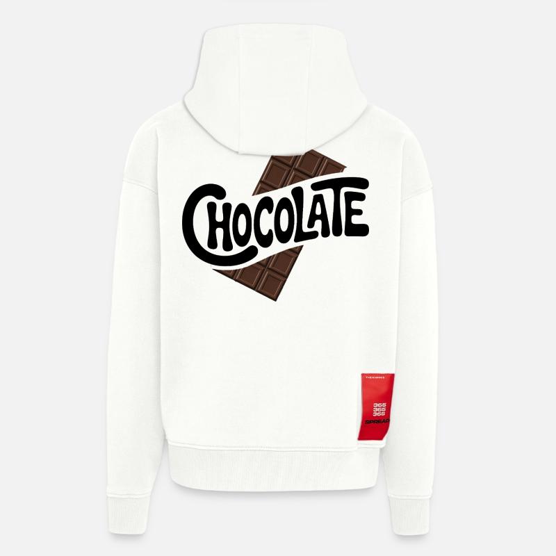 Chocolat - Cool Sweets Logo - Veste à capuche bio épaisse oversize fabriqué en UE - OFF WHITE