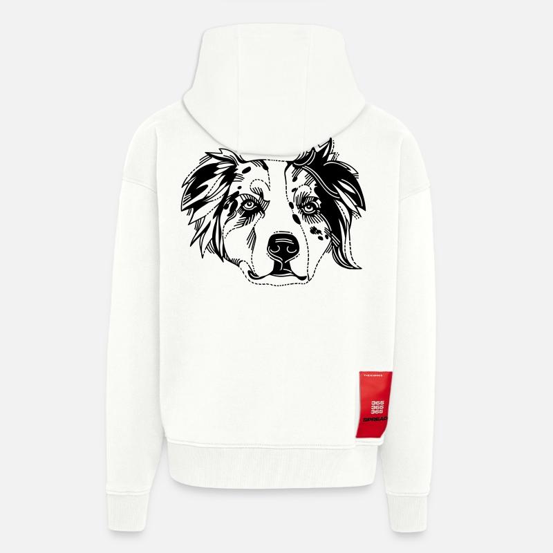 Australian Shepherd - Veste à capuche bio épaisse oversize fabriqué en UE - OFF WHITE