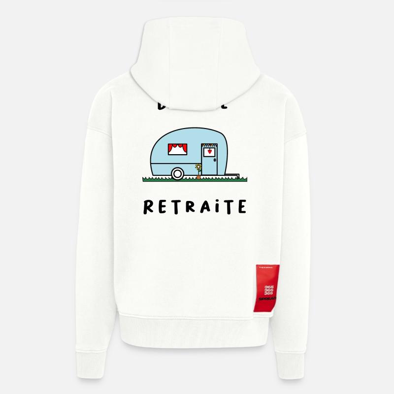 RETRAITE. RETRAITE. RETRAITEE. RETRAITE - Veste à capuche bio épaisse oversize fabriqué en UE - OFF WHITE