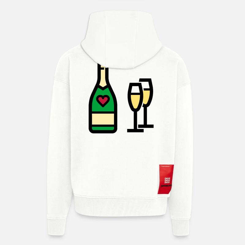 ou mousseux pour la Saint-Valentin - Veste à capuche bio épaisse oversize fabriqué en UE - OFF WHITE