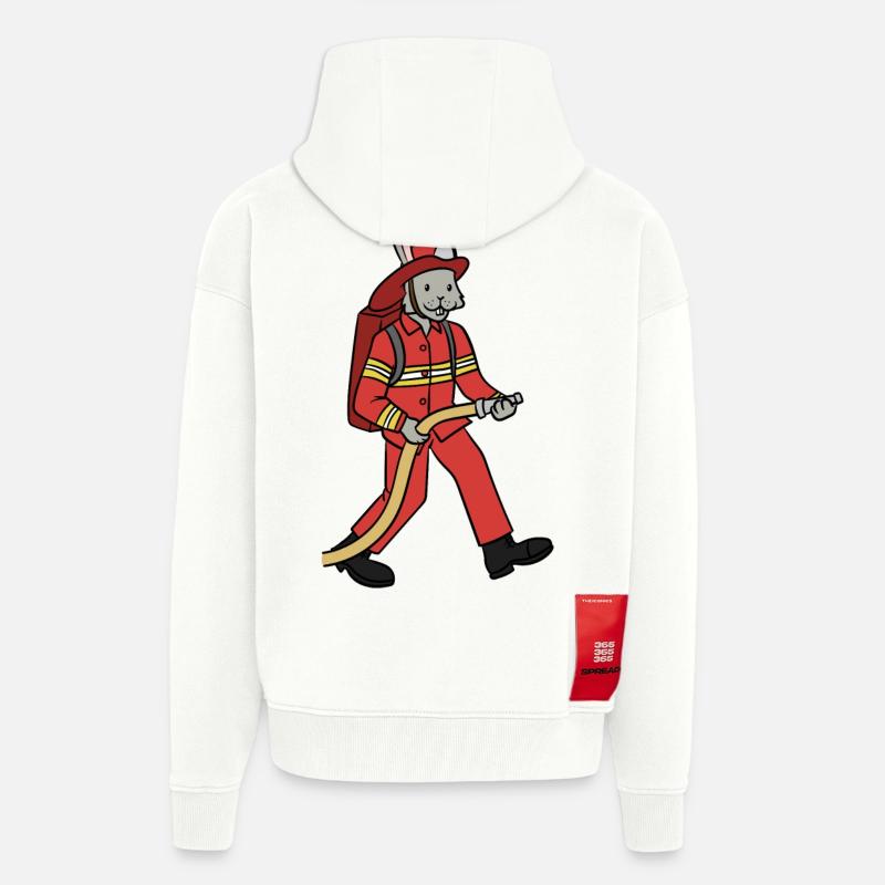 Fire brigade rabbit / rabbit firefighter - Zip Hoodie - made by SPREAD - OFF WHITE