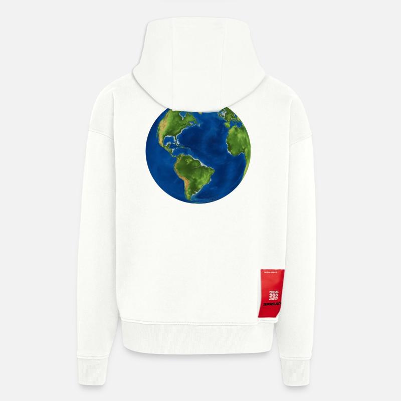 globe - Veste à capuche bio épaisse oversize fabriqué en UE - OFF WHITE