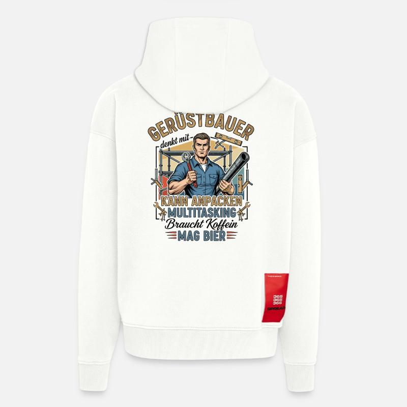 Le constructeur d’échafaudages - Veste à capuche bio épaisse oversize fabriqué en UE - OFF WHITE