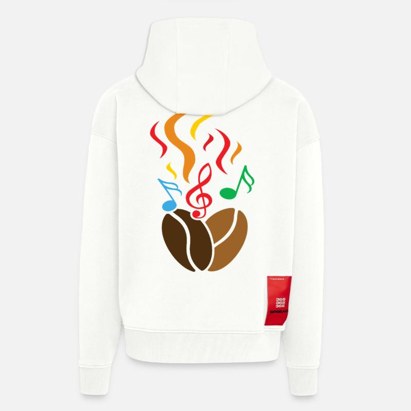 Kaffeebohnen mit Noten - Zip Hoodie - made by SPREAD - OFF WHITE
