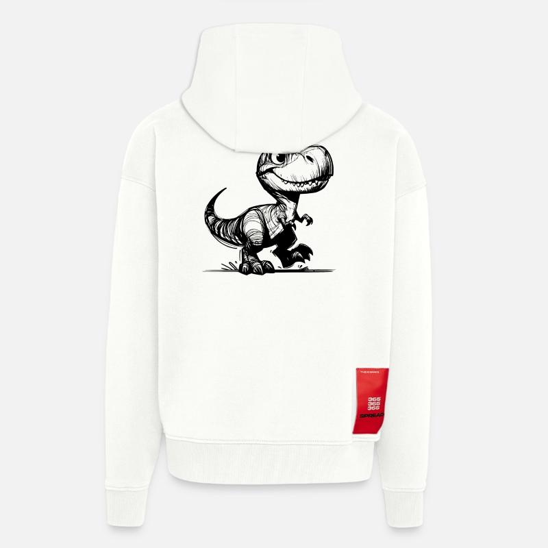 Petit T-Rex mignon Dino - Veste à capuche bio épaisse oversize fabriqué en UE - OFF WHITE