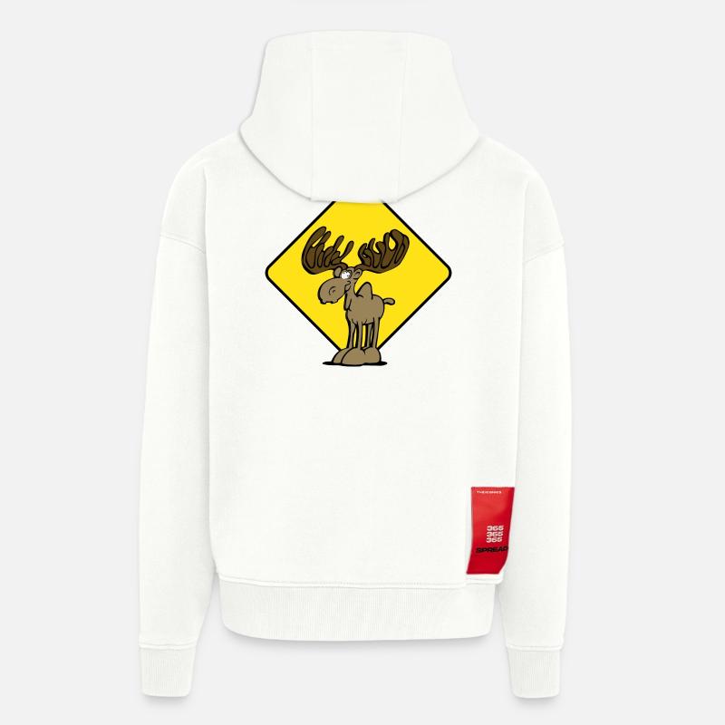 Attention Moose Moose - Veste à capuche bio épaisse oversize fabriqué en UE - OFF WHITE