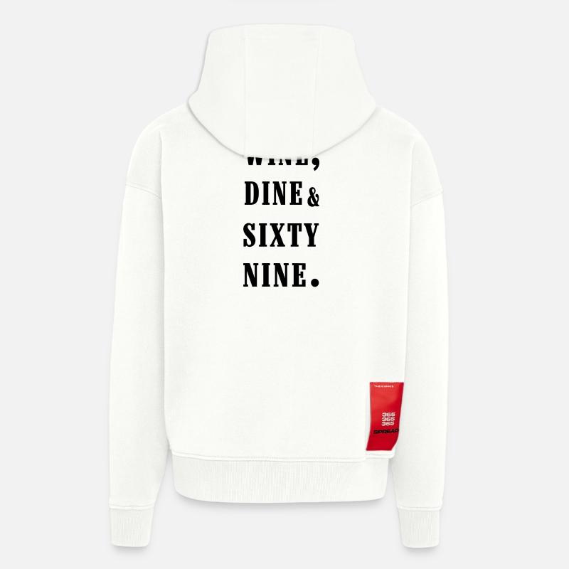 vin, dîner et 69 - Veste à capuche bio épaisse oversize fabriqué en UE - OFF WHITE