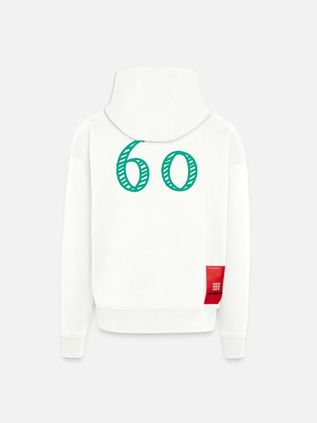 60 YEARS. 60th ANNIVERSARY. ANNIVERSARY 60 YEARS. 60 - Zip Hoodie - made by SPREAD - OFF WHITE