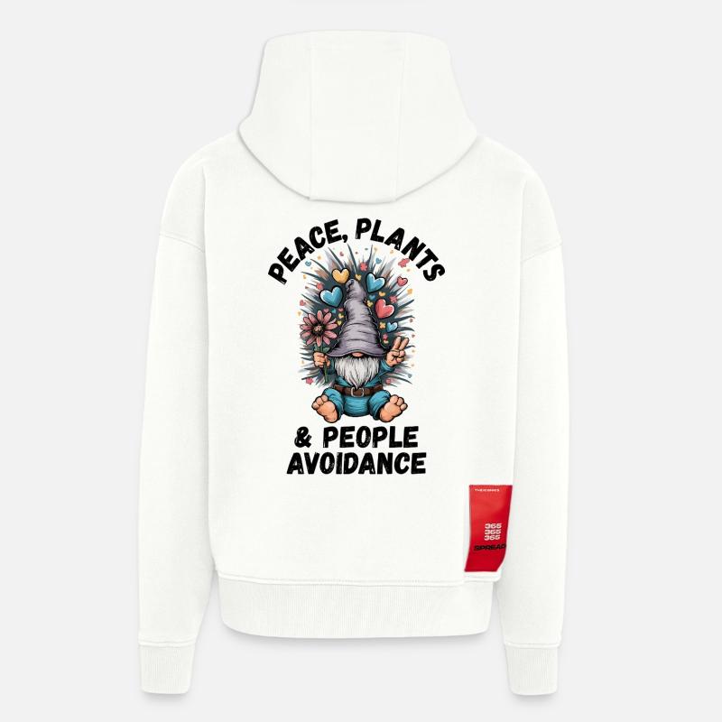 Peace, Plants and People Avoidance - Zip Hoodie - made by SPREAD - OFF WHITE