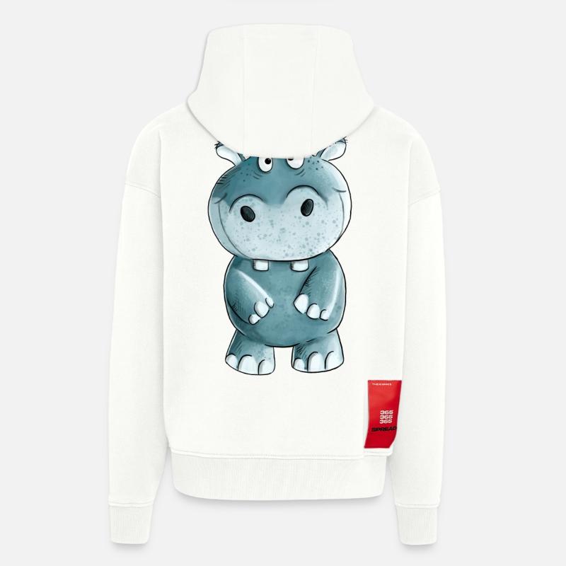 Blaues Nilpferd I Wildtiere Comic - Zip Hoodie - made by SPREAD - OFF WHITE