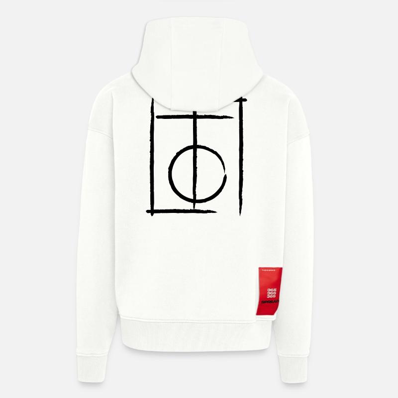 lignes - Veste à capuche bio épaisse oversize fabriqué en UE - OFF WHITE