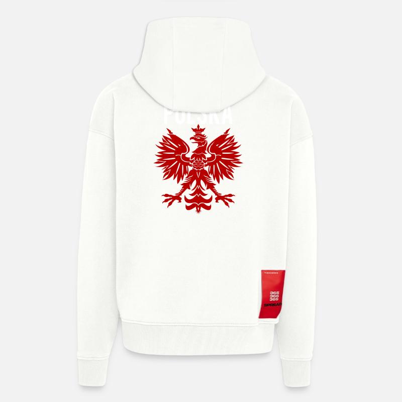 Polska Eagle - Veste à capuche bio épaisse oversize fabriqué en UE - OFF WHITE