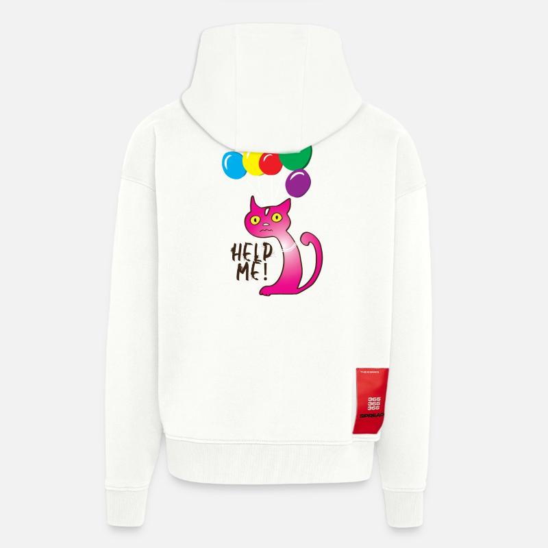 Chat Aidez-moi, Aidez-moi - Veste à capuche bio épaisse oversize fabriqué en UE - OFF WHITE