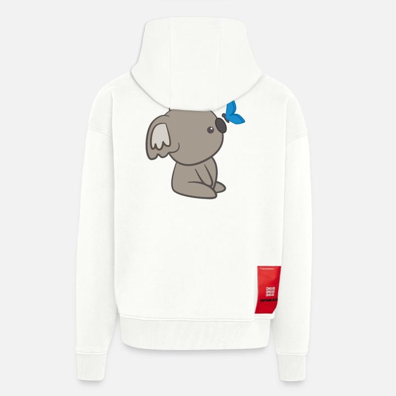Koala - Koalas - T-shirt Koala - Papillon - Veste à capuche bio épaisse oversize fabriqué en UE - OFF WHITE