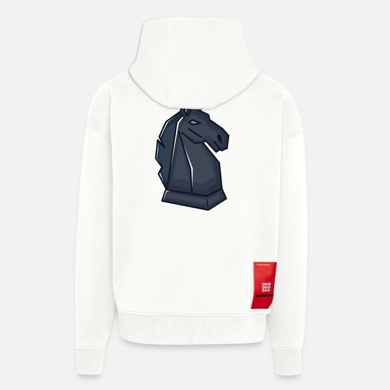 Chess pièce d'échecs Springer - Veste à capuche bio épaisse oversize fabriqué en UE - OFF WHITE
