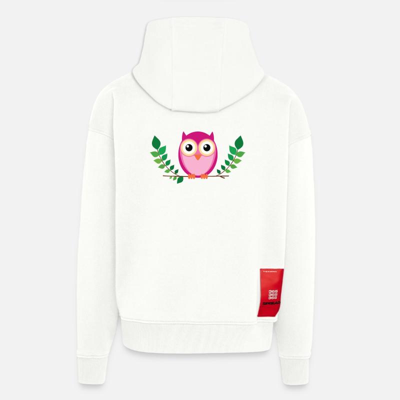 Kleine rosa Eule - Zip Hoodie - made by SPREAD - OFF WHITE
