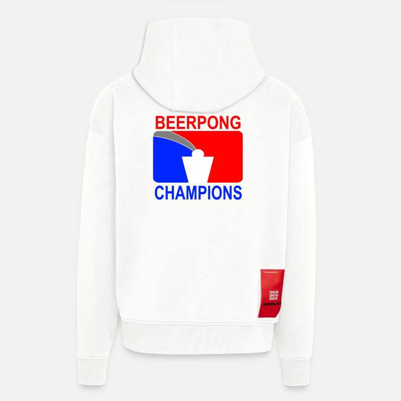 Beerpong Champions idée cadeau - Veste à capuche bio épaisse oversize fabriqué en UE - OFF WHITE
