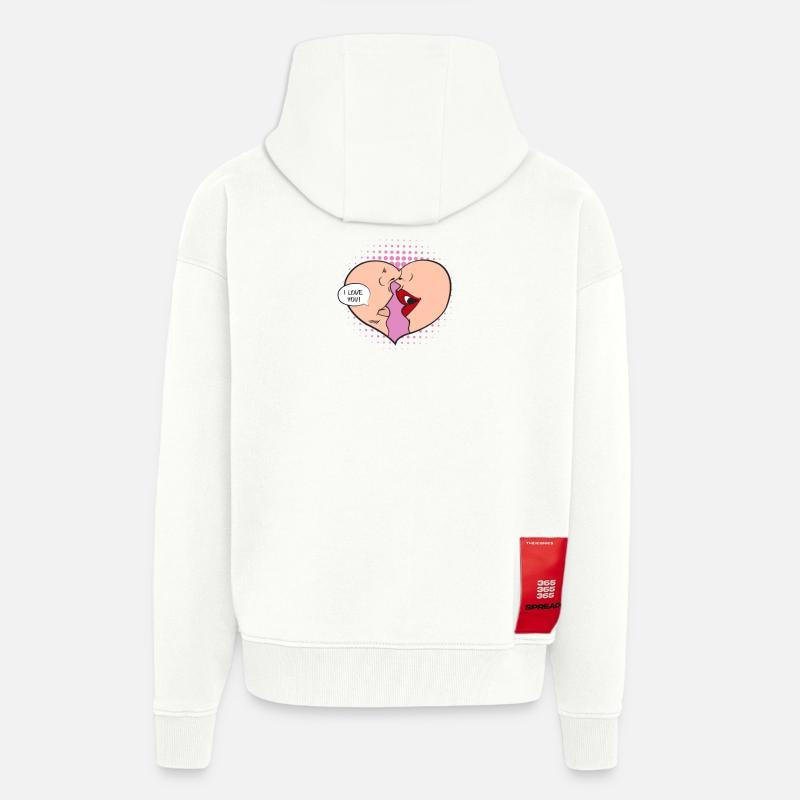Je t'aime - Veste à capuche bio épaisse oversize fabriqué en UE - OFF WHITE