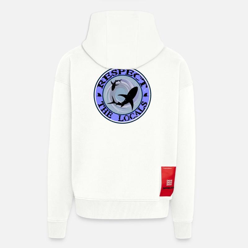 Respectez le requin local - Veste à capuche bio épaisse oversize fabriqué en UE - OFF WHITE