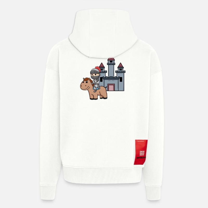 Médiévale Chevalier Château Guerrier - Veste à capuche bio épaisse oversize fabriqué en UE - OFF WHITE