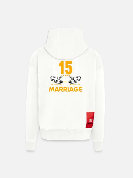 J’ai survécu à 15 ans de mariage 15ème anniversaire de mariage - Veste à capuche bio épaisse oversize fabriqué en UE - OFF WHITE