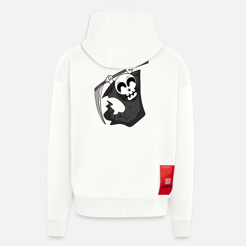 Grim Reaper est ravi - Veste à capuche bio épaisse oversize fabriqué en UE - OFF WHITE