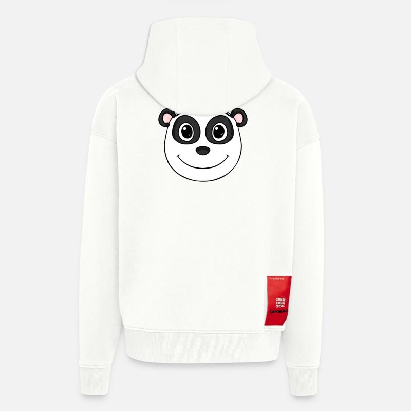 Panda Head Ours Mignon - Veste à capuche bio épaisse oversize fabriqué en UE - OFF WHITE