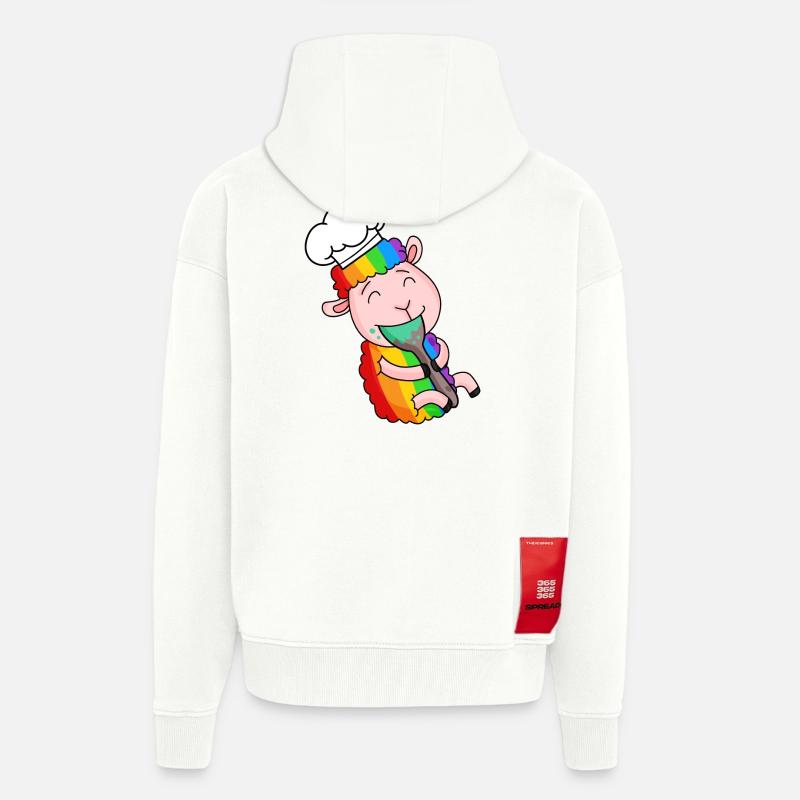 Cuisinier de mouton mignon - Veste à capuche bio épaisse oversize fabriqué en UE - OFF WHITE