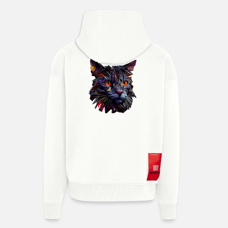 Chaton Chaton Chat Polygone Chat - Veste à capuche bio épaisse oversize fabriqué en UE - OFF WHITE