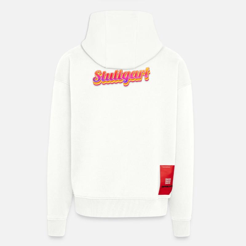 Stuttgarterin Stuttgarterer Stuttgarter - Veste à capuche bio épaisse oversize fabriqué en UE - OFF WHITE