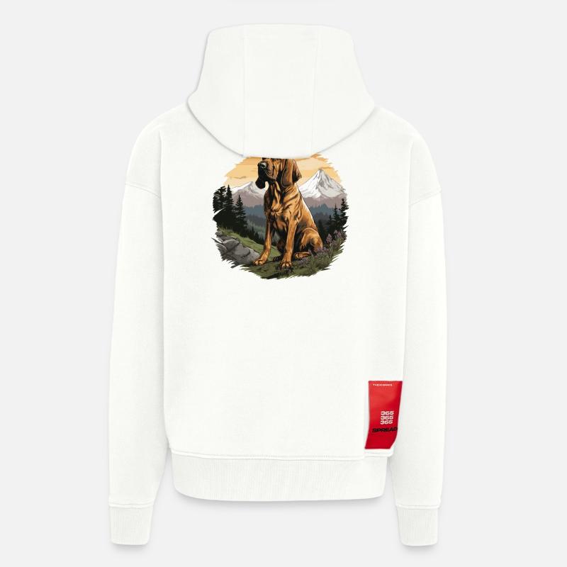 Chien Bloodhound - Veste à capuche bio épaisse oversize fabriqué en UE - OFF WHITE
